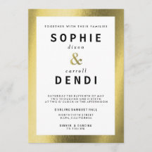 Gold Foil Wedding Announcement Invitation