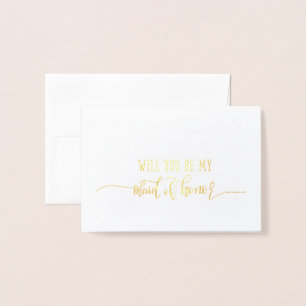 Gold Foil Wedding Card Maid of Honor Card