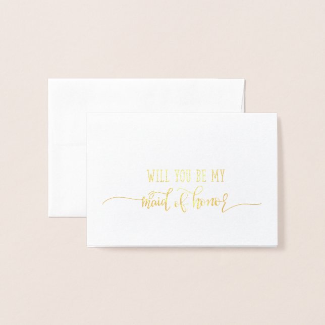 Gold Foil Wedding Card Maid of Honor Card (Front With Envelope)