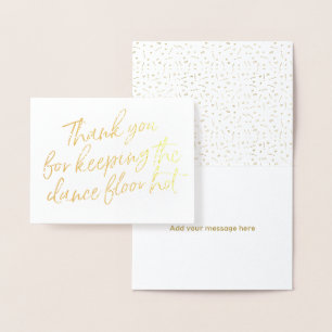 Gold Foil Wedding DJ, Musician, Band Thank You Card