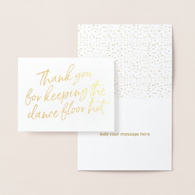 Gold Foil Wedding DJ, Musician, Band Thank You Foil Card (Display)