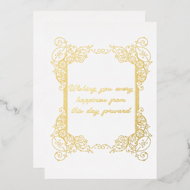 Gold Foil Wedding Greetings Foil Holiday Card (Front/Back)