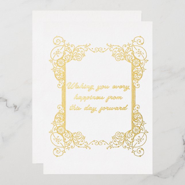 Gold Foil Wedding Greetings Holiday Card (Front/Back)