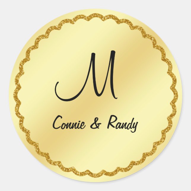 Gold Foil Wedding Monogram Sticker (Front)