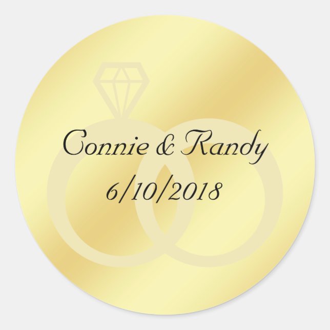 Gold Foil Wedding Monogram Sticker Wedding Rings (Front)