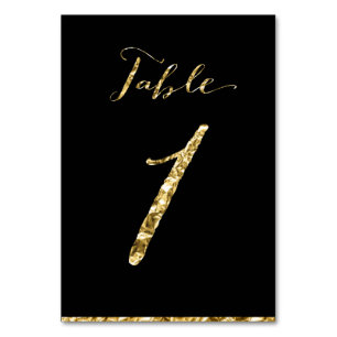 Gold Foil Wedding Table Numbers Black No. 1