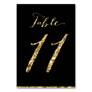Gold Foil Wedding Table Numbers Black No. 11