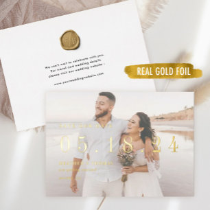 Gold Foil Wedding Unique Modern Save Our Date