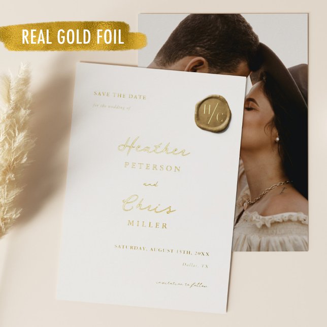 Gold Foil Wedding Unique Modern Save The Date (Creator Uploaded)