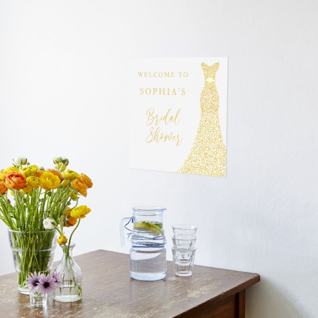 Gold Foil Welcome to The Bridal Shower of  Foil Prints (Laydown (Kitchen))