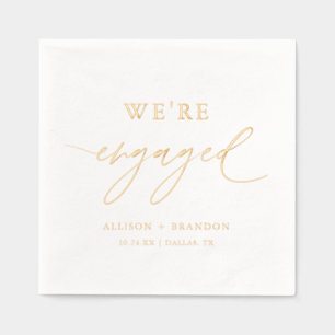 Gold Foil We're Engaged Engagement Party Napkins