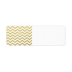 Gold Foil White Chevron Pattern Return Address Label