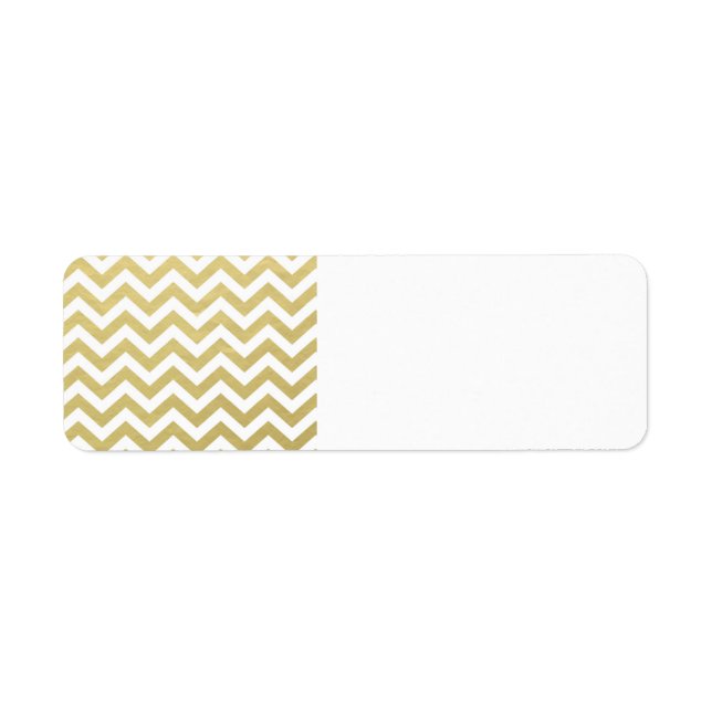 Gold Foil White Chevron Pattern Return Address Label (Front)