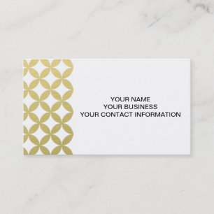 Gold Foil White Diamond Circle Pattern Business Card