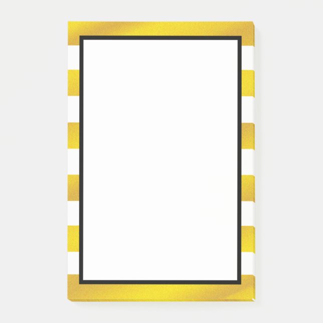 Gold Foil White Golden Stripe clean Post-it Notes (Front)
