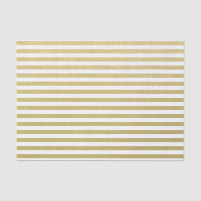 Gold Foil White Stripes Pattern Tissue Paper (Front)