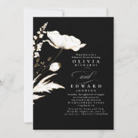 Gold Foil Wildflowers Black Rehearsal Dinner