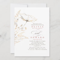 Gold Foil Wildflowers Dusty Pink Rehearsal Dinner