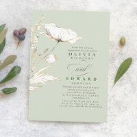 Gold Foil Wildflowers Sage Green Engagement Party