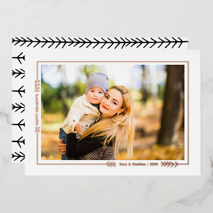 Gold Foil Winter Branch Border Photo Card