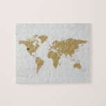 Gold Foil World Map Custom Moveable Heart Location Jigsaw Puzzle<br><div class="desc">Gold Foil World Map Custom Moveable Heart Location just click the customise further link to position your heart ~ Check my shop to see the entire collection for this design!</div>
