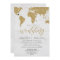 Gold Foil World Map Destination Wedding Invitation