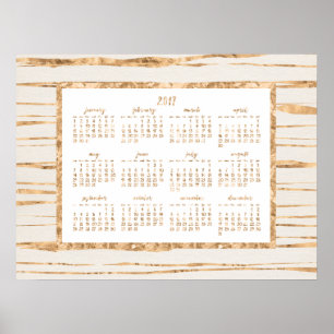 Gold Foil Yearly Calendar 2017 Poster