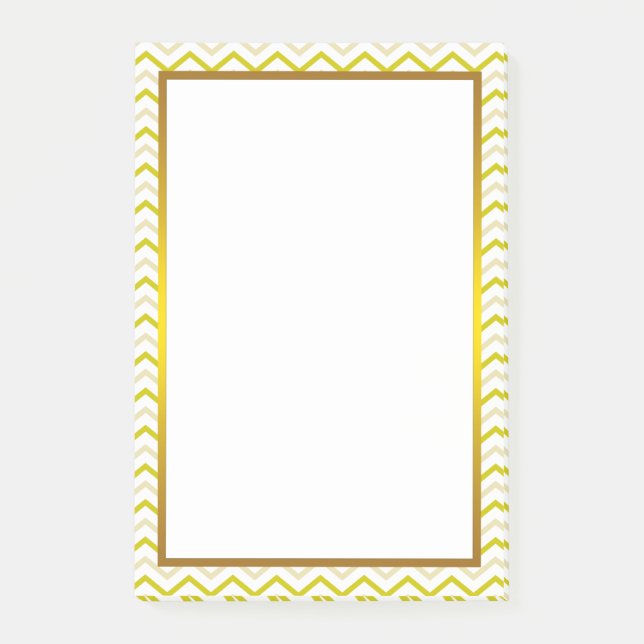 Gold Foil Yellow Lime Chevron Zigzag Pattern Post-it Notes (Front)