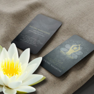 Gold Foil Yoga Meditation Pose & Mandala Floral Om Business Card
