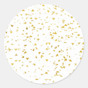 Gold foile confetti,pattern,white,chic,elegant,fun classic round sticker