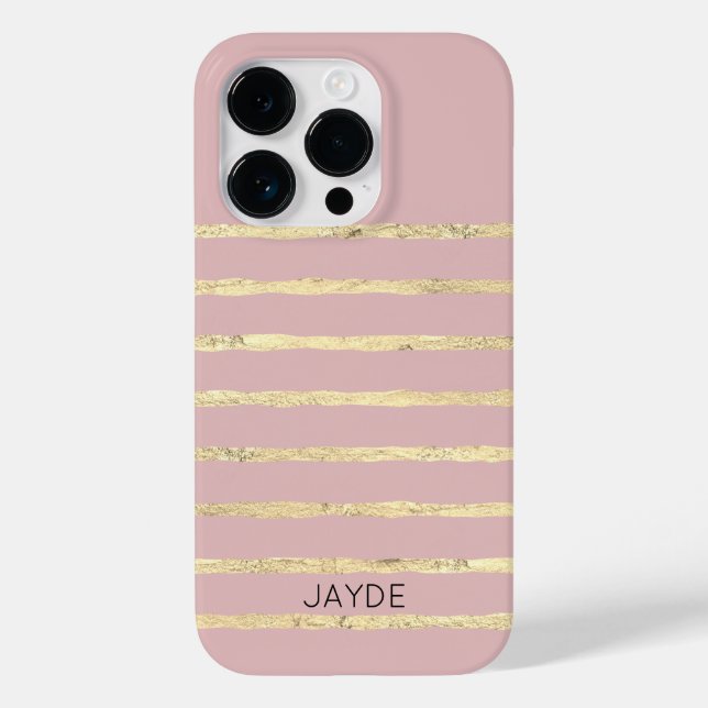 Gold Foils Stripes Personalised Mobile Phone Case (Back)