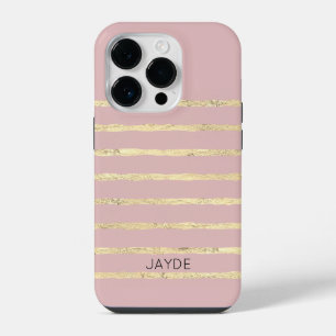 Gold Foils Stripes Personalised Mobile Phone Case