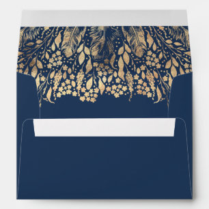 Gold Foliage and Golden Feathers Elegant Chic Envelope