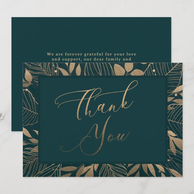 Gold Foliage Border Thank You Card (Front/Back)