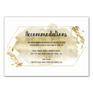 Gold Foliage Effect Wedding Accommodation Cards