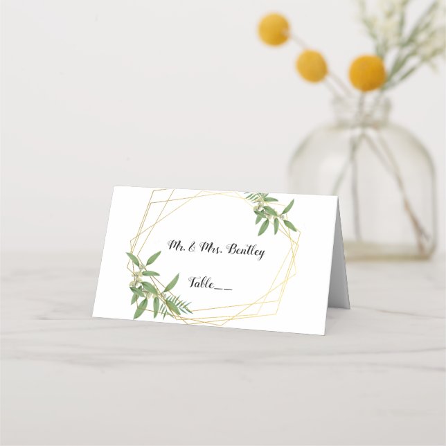 Gold, Foliage, Forest Woodland Place Cards (Front)
