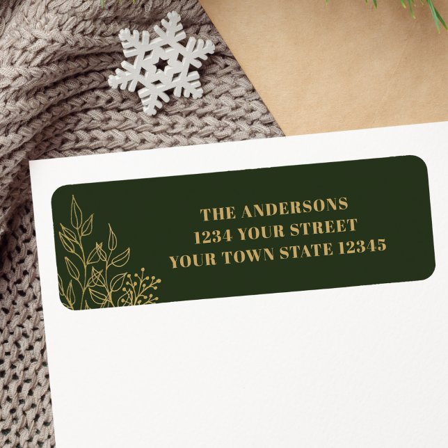 Gold Foliage Green Return Address  Label (Creator Uploaded)