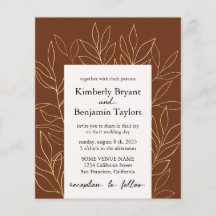 Gold Foliage Luxury terracotta Wedding Invitation