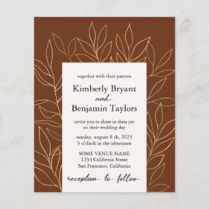 Gold Foliage Luxury terracotta Wedding Invitation Flyer