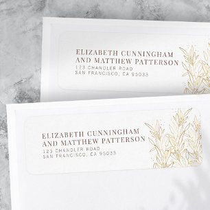 Gold Foliage Modern Wedding Return Address Label