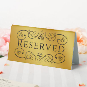 Gold Foliage Reserved Table Tent Sign