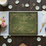 Gold Foliage Vintage Wedding Guest Book<br><div class="desc">This botanical green leaves wedding design can be personalised with your information. It may be further customised by choosing the click to customise further option. You may change the text colour and style, some backgrounds and delete some images. Please see my collections for more in this greenery wedding suite. Contact...</div>