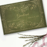 Gold Foliage Vintage Wedding Guest Book<br><div class="desc">This botanical green leaves wedding design can be personalised with your information. It may be further customised by choosing the click to customise further option. You may change the text colour and style, some backgrounds and delete some images. Please see my collections for more in this greenery wedding suite. Contact...</div>