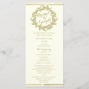Gold Foliage Wreath Wedding Program