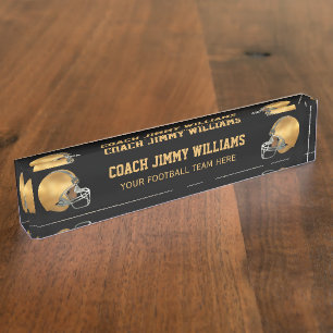 Gold Football Coach Nameplate