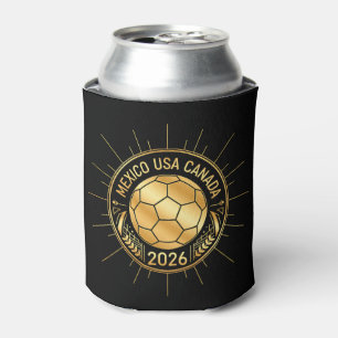 Gold Football Emblem 2026 Mexico USA Canada Can Cooler