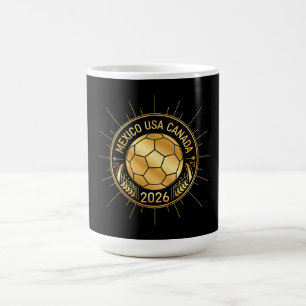 Gold Football Emblem 2026   Mexico USA Canada Coffee Mug