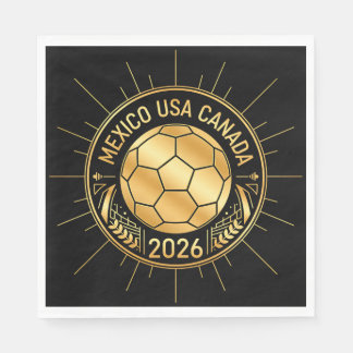 Gold Football Emblem 2026 | Mexico USA Canada Napkin