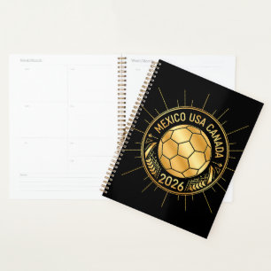 Gold Football Emblem 2026   Mexico USA Canada Planner