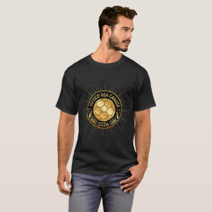 Gold Football Emblem 2026   Mexico USA Canada T-Shirt